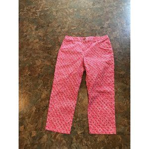 Chicos Cropped Capri  pants size 1 red patterned